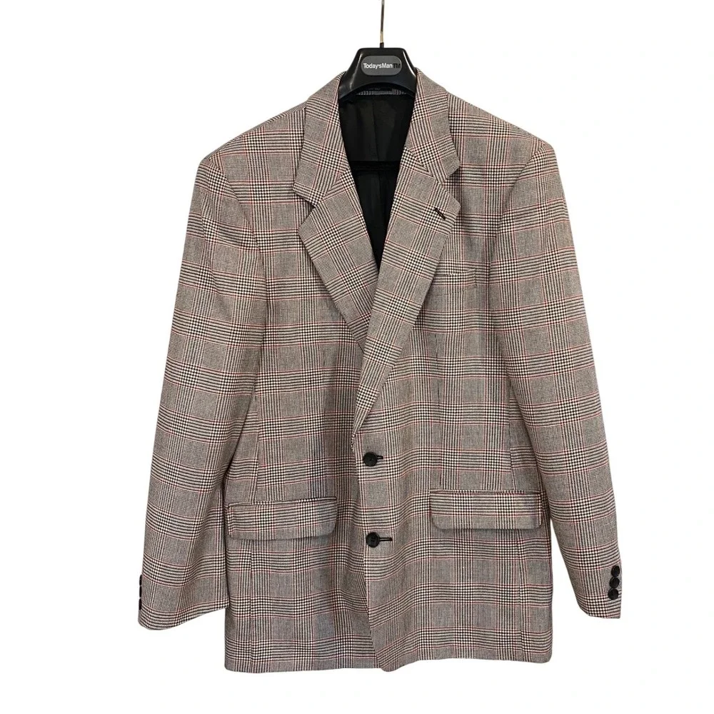 Vintage Brandini Mens 42T Glen Plaid Blazer Grey Red Check Sport Coat Canada